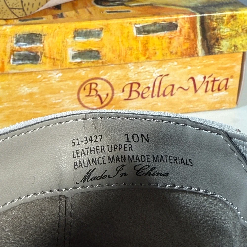 Bella Vita Light Taupe Leather Suede Pointed Toe Kitten Heel Ankle Boots Size 10